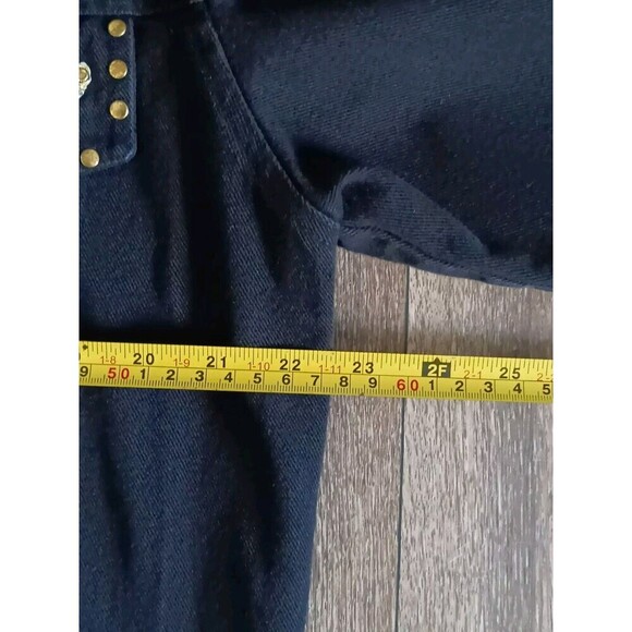 Vintage Denim Jean Jacket Women's Size Large Embellished Black Long Sleeve - Picture 9 of 10